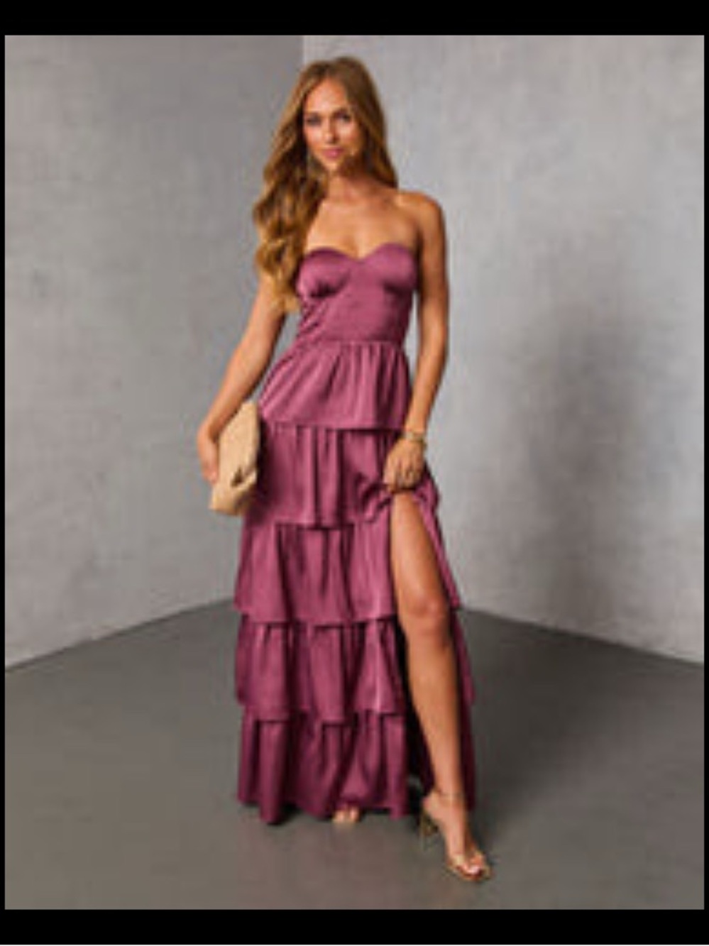 Lulu's Plum Strapless Layered Maxi Dress